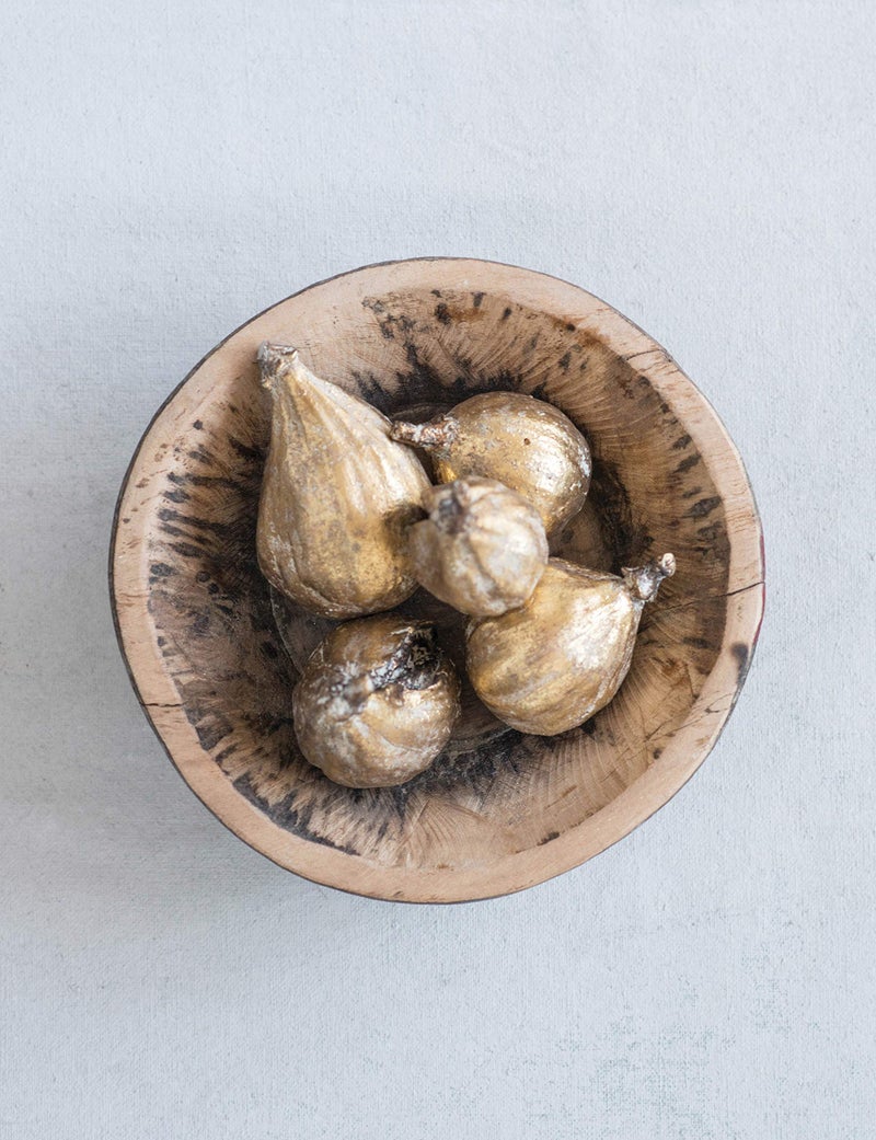 Creative Co-Op Resin Figs with Gold Finish (Set of 5 Pieces) - Image 5